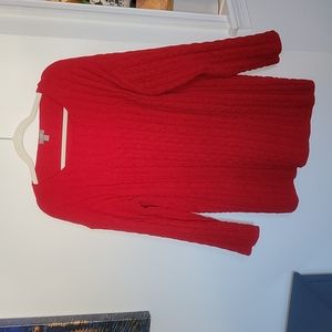 J. JILL red cable knit sweater size large